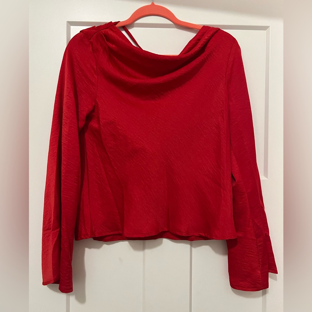 NWT from Vici… Red satin cowl neck top, size XS